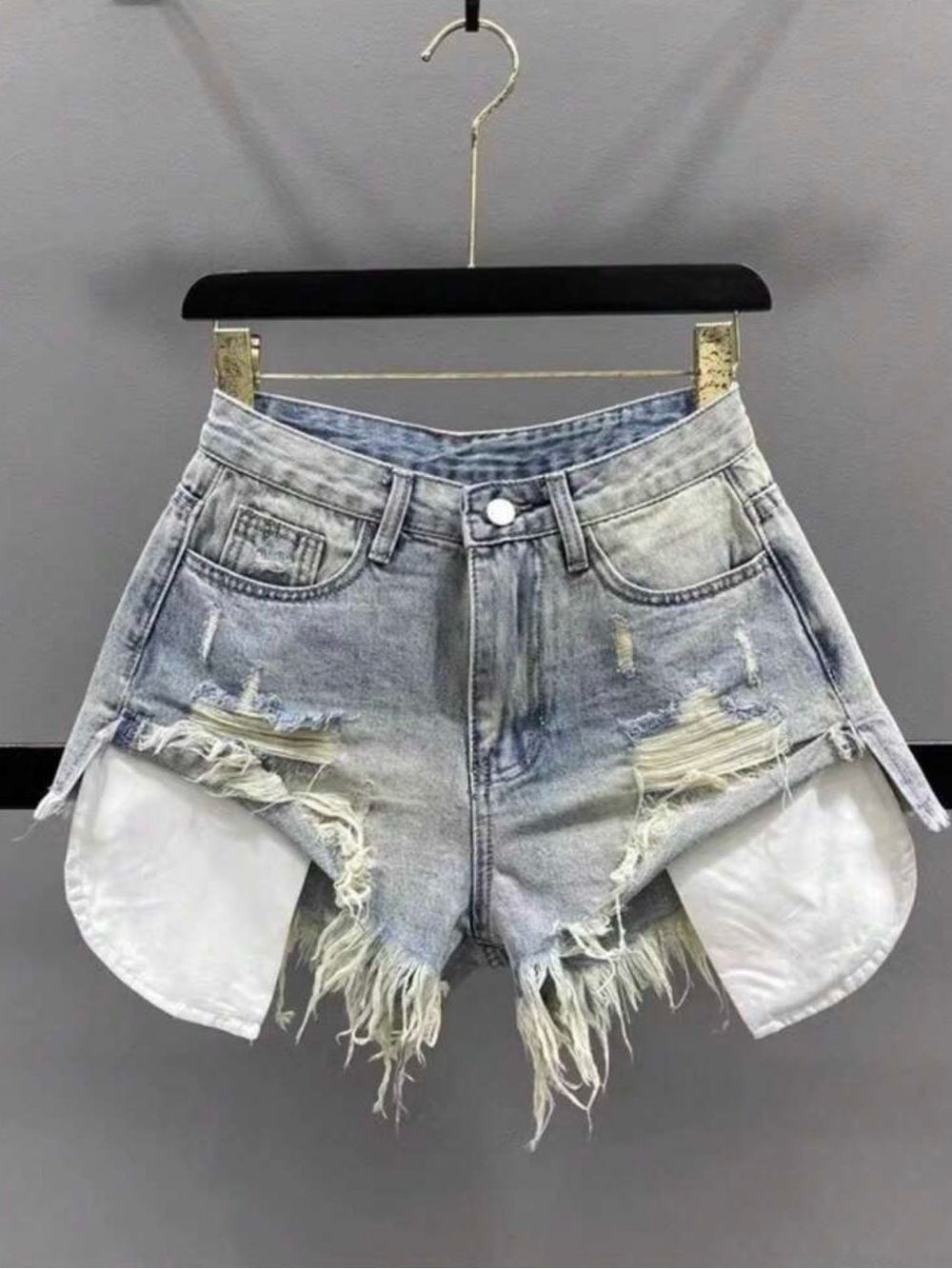 Distressed High-Waist Denim Shorts